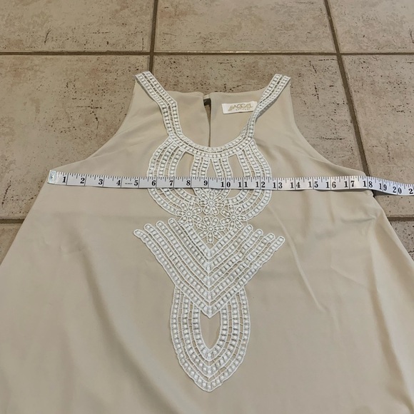 AGGÉL Knitwear Embroidered Boho Tunic Top - Beige, Size L - Picture 3 of 6